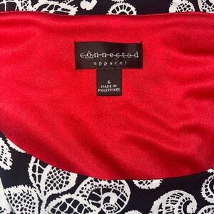 Connected Apparel Black and White Dress with Red Lining